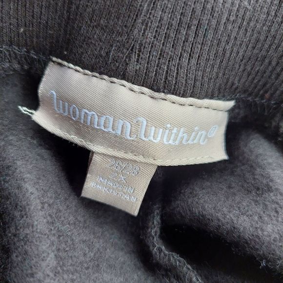 Woman Within Black Pocket Drawstring Sweatpants 26/28 Petite NWOT - Picture 2 of 7